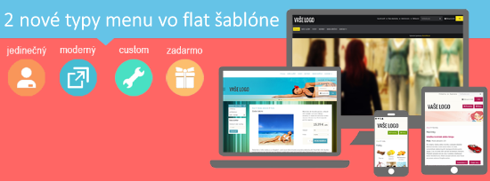 flat šablóna vo flox 3 ponúka až 5 typov menu