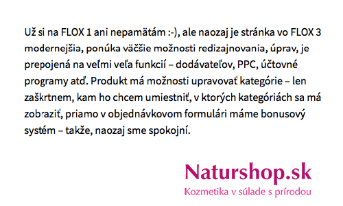 hlavné výhody FLOX 3 podľa Moniky Hojnošovej z NaturShop.sk