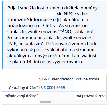 zmena vlastníka domény