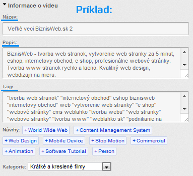 video do webu, video na web, video na www stránke